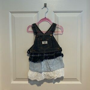 Osh Kosh Denim Jumper Dress w Ruffled Skirt 24 Months